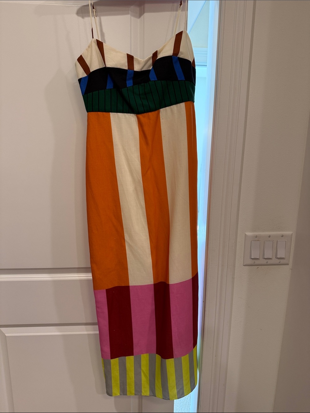 Striped Strapless Maxi Dress in Orange, Cream & Multicolor